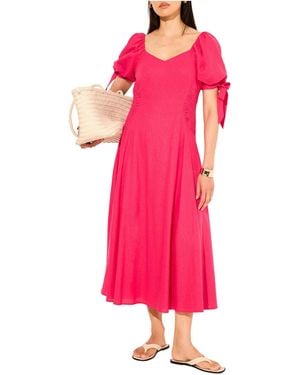Mint Velvet Linen Blend Tie Detail Maxi Dress - Pink