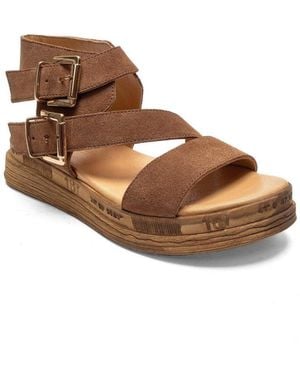 Forever & Always Shoes Lorentis Leather Double Buckle Sandal - Brown