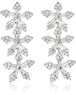 Jessica Simpson Crystal Snowflake Drop Earrings - White