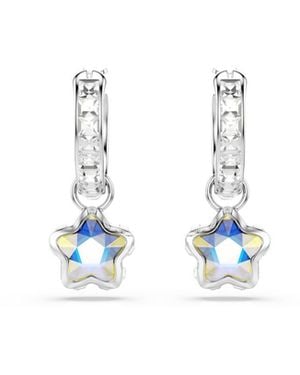 Swarovski Tone Crystal Star Drop Earrings - White