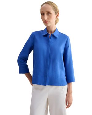 Hobbs Nita 3/4 Sleeve Button Up Linen Shirt - Blue