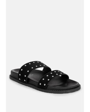 LONDON RAG Stud Embellished Slip On Flats - Black