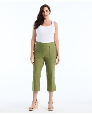Rafaella Plus Size Porkchop Pocket Kick Flare Pants - Green
