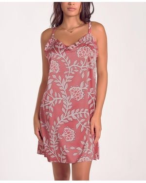 iCollection Floral Stretch Woven Sleeveless Nightgown - Red