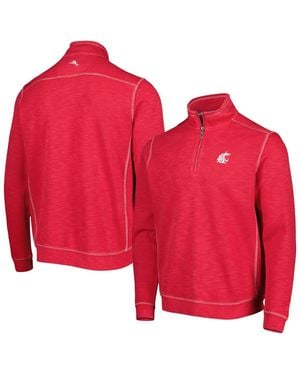 Tommy Bahama Washington State Cougars Sport Tobago Bay Tri-blend Mock Neck Half-zip Jacket - Red