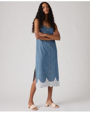 Levi's 90s Denim Sleeveless V-neck Slip Dress - Blue