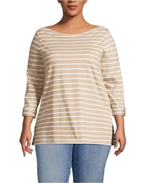 Lands' End Plus Size Supima Cotton Adjustable 3/4 Sleeve Boatneck Tunic - Natural