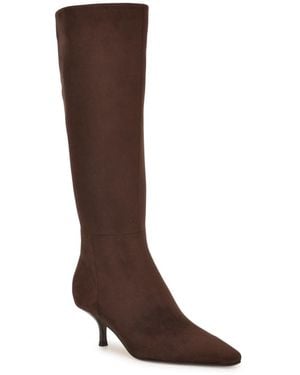 Nine West Havier Wide Calf Kitten Heel Dress Boots - Brown