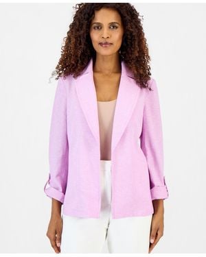 Kasper Open-front Roll-tab Blazer - Purple