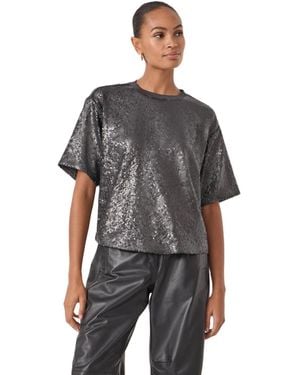 Hush Holly Matte Sequin T-Shirt - Gray