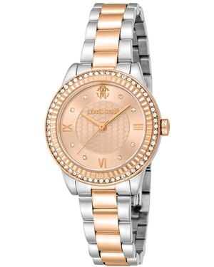 Roberto Cavalli Glam Quartz Stainless Steel Bracelet Watch - White