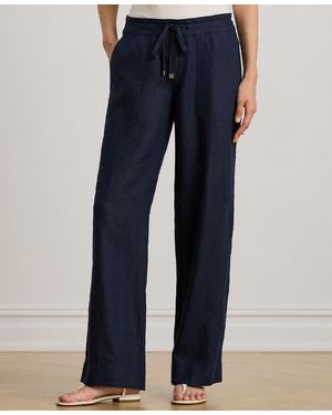 Ralph Lauren Wide-leg 100% Linen Pants - Blue