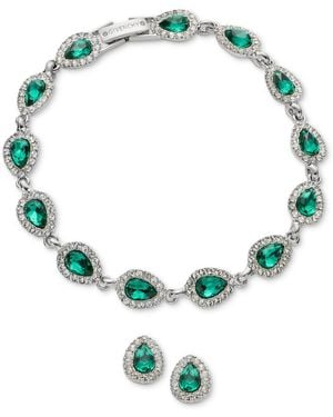 Givenchy Gold-tone Crystal Siam Pear Stone Stud Earring And Bracelet Set - Blue