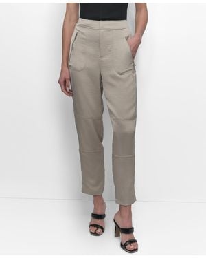 DKNY Elastic Waist-back Zipper Pants - Gray
