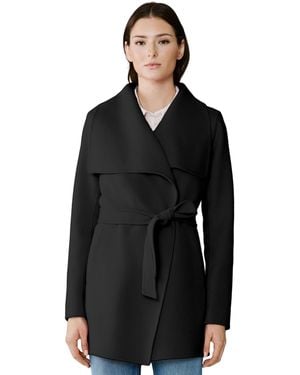 SOIA & KYO Bridgette-z Wool-blend Cascade Collar Tie-belt Coat - Black