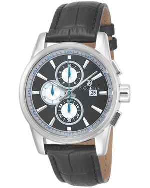 INVICTA WATCH S.coifman Sc0088 Chronograph Dial Leather Strap Watch - Gray