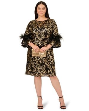 Adrianna Papell Plus Size Sequin Embroidered Cocktail Dress - Multicolor