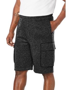 Kingsize Big & Tall 10" Fleece Cargo Shorts - Black