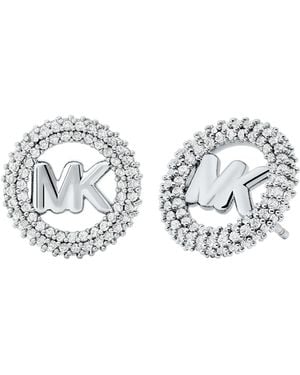 Michael Kors Tone Small Pave Logo Stud Earrings - Metallic
