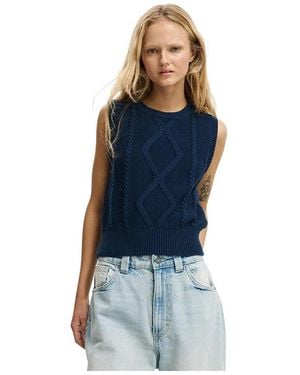 Cotton On Cotton Cable Vest - Blue