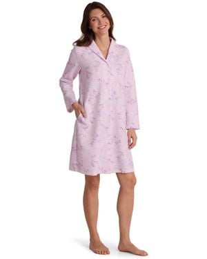 Miss Elaine Long-sleeve Printed Short Grip Robe - Pink