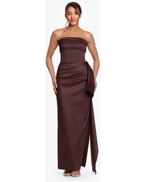 Xscape Strapless Ruffle Long Dress - Purple