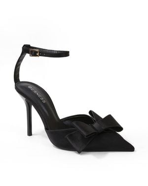 BERNESS Tulip Satin D'orsay Bow Pumps - Black