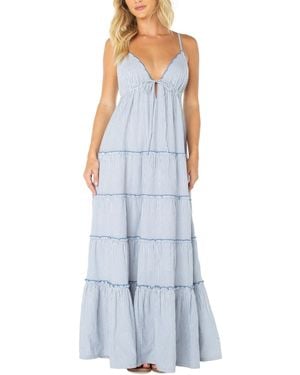Roxy Starlight Tiered Plunge V-neck Maxi Dress - Blue