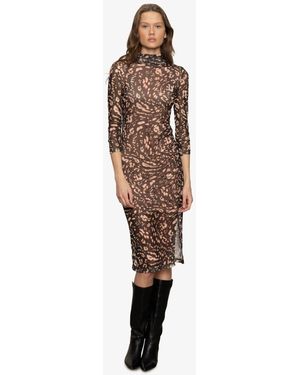 Sanctuary Night Out Long Sleeve Midi Dress - Brown