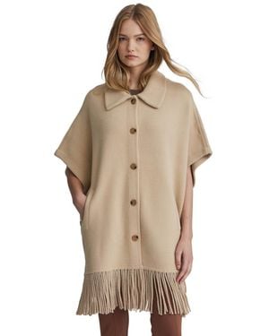 NVLT Mink Eyelash Fringe Hem Cape - Natural
