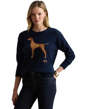Ralph Lauren Cotton Dog Sweater - Blue