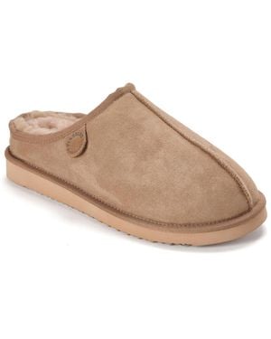 Dearfoams Grafton Genuine Shearling Clog Slippers - Brown