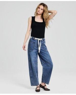 And Now This Now This High Rise Tie Waist Denim Jeans Macys Exclusive - Blue