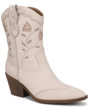 Sam & Libby Flash Block Heel Western Booties - Natural
