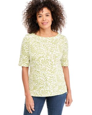 Style & Co. Printed Elbow Sleeve Boatneck Top - Yellow