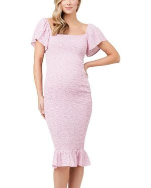 Ripe Maternity Selma Nursing Shirred Dress - Pink