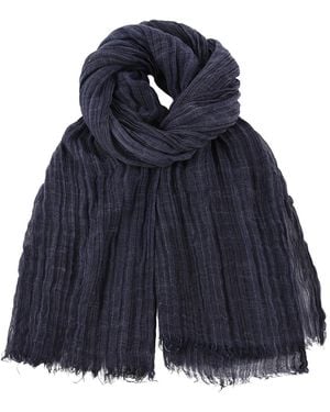 Ted Baker Cotton-linen Blend Fringed Textured Rib Wrap Scarf - Blue