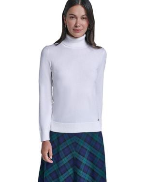 Tommy Hilfiger Fitted Long-sleeve Turtleneck Sweater - White