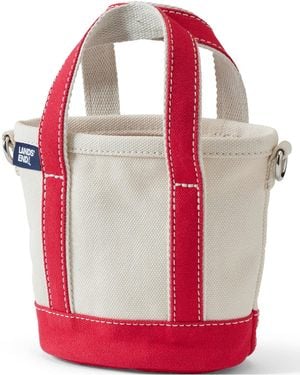 Lands' End Mini Natural Open Top Canvas Tote Bag - Red