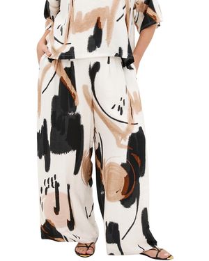 City Chic Plus Size Alexi Wide-leg High-rise Pull-on Pants - White