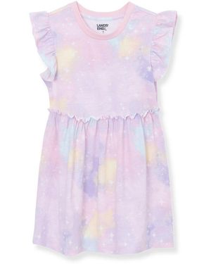 Lands' End Big Girls Plus Short Sleeve Gathered Waist Tunic Top - Purple