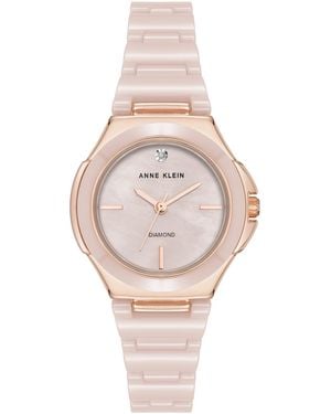 Anne Klein Quartz Pink Ceramic Bracelet Watch