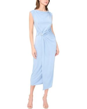 Msk Sleeveless Boat-neck Ponte-knot Wrap Midi Dress - Blue