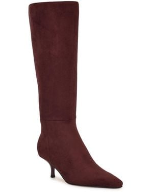 Nine West Havier Wide Calf Kitten Heel Dress Boots - Red