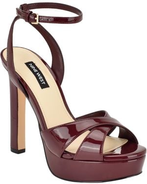 Nine West Wilda Criss-cross High Stiletto Platform Sandals - Metallic