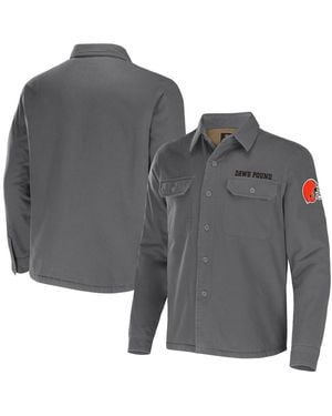 Fanatics Nfl X Darius Rucker Collection By Cleveland Browns Canvas Button-up Shirt Jacket - Gray