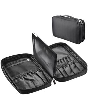 Byootique Portable Multi Brush Holder Makeup Bag Cosmetic Organizer Polyester Storage Travel Case - Black
