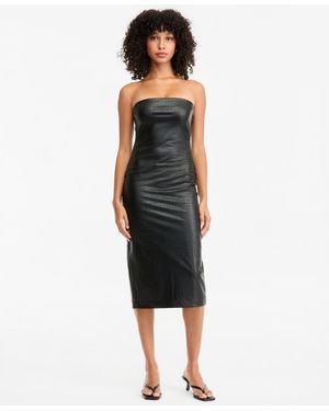 BarIII Strapless Faux-leather Midi Dress - Black
