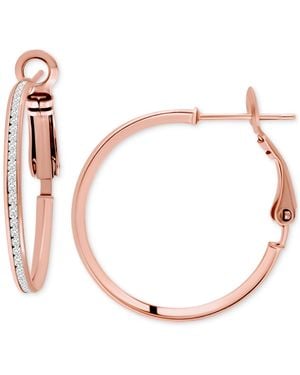 Giani Bernini Cubic Zirconia Channel Set Narrow Medium Hoop Earrings - White