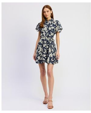 En Saison Madeline Collared Mini Dress - Blue